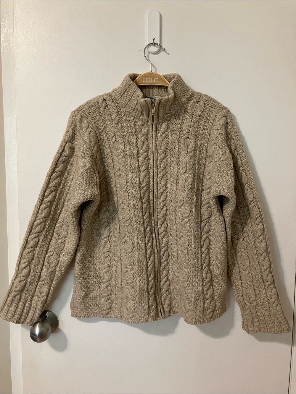 Aran Crafts Ireland Wool Cable Zip Sweater